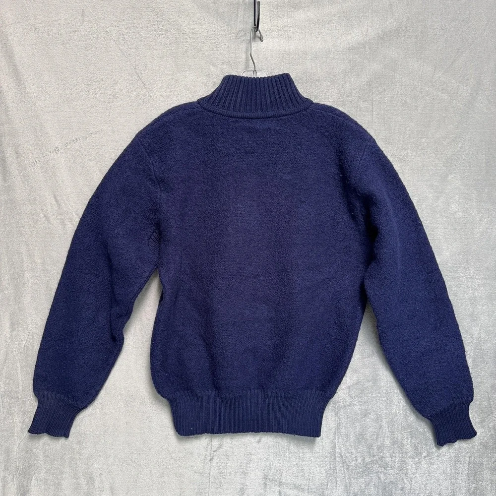 Vintage The North Face Sweater Mens Medium Navy Blue Wool 1/4‎ Zip Mock Neck 90s